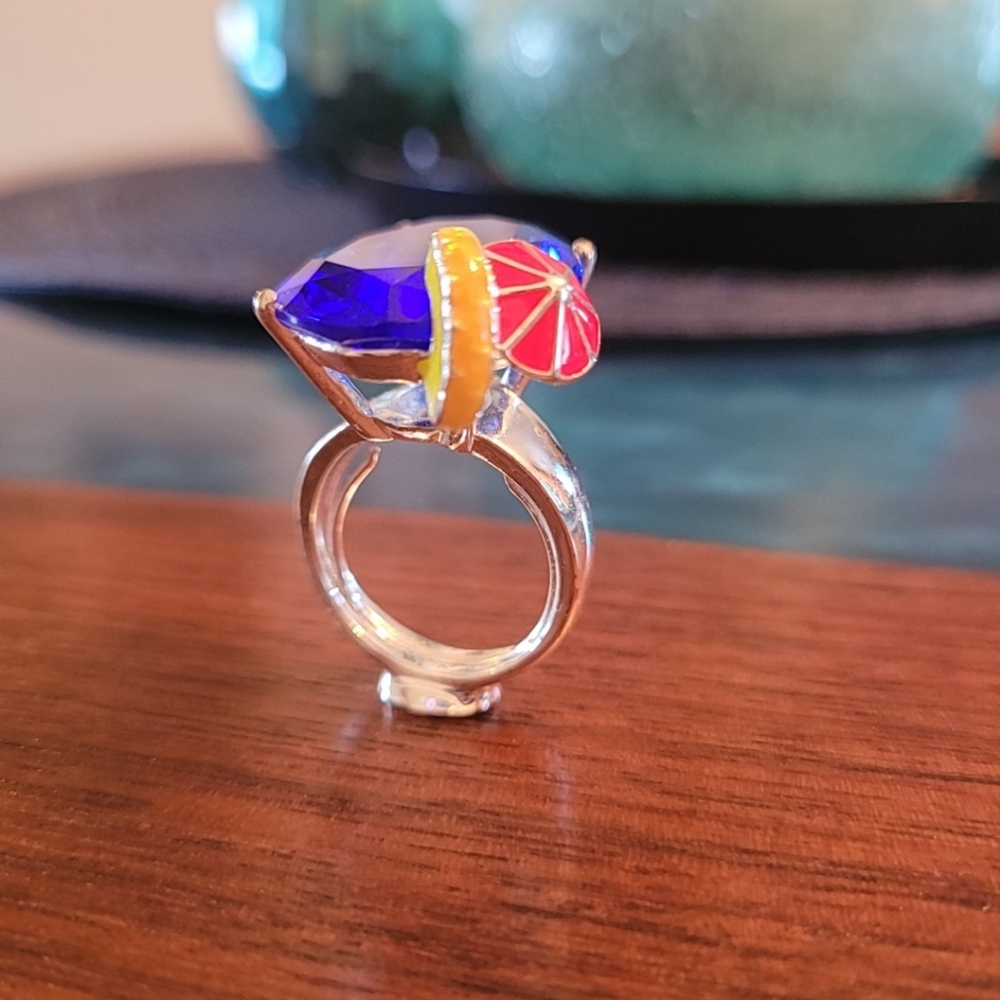 Blue Cocktail Ring, adjustable - Picture 3 of 3